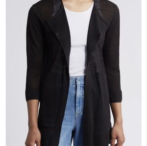 Ronni Nicole Long Black Open Front Cardigan Size Medium